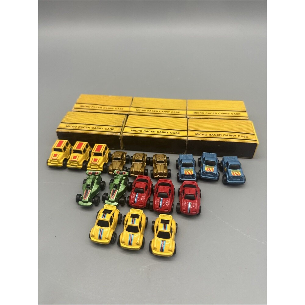 VTG Soma Micro Racer Cars  Set Lot Carry Case Matchbox 1988 Most Work (17 Cars)